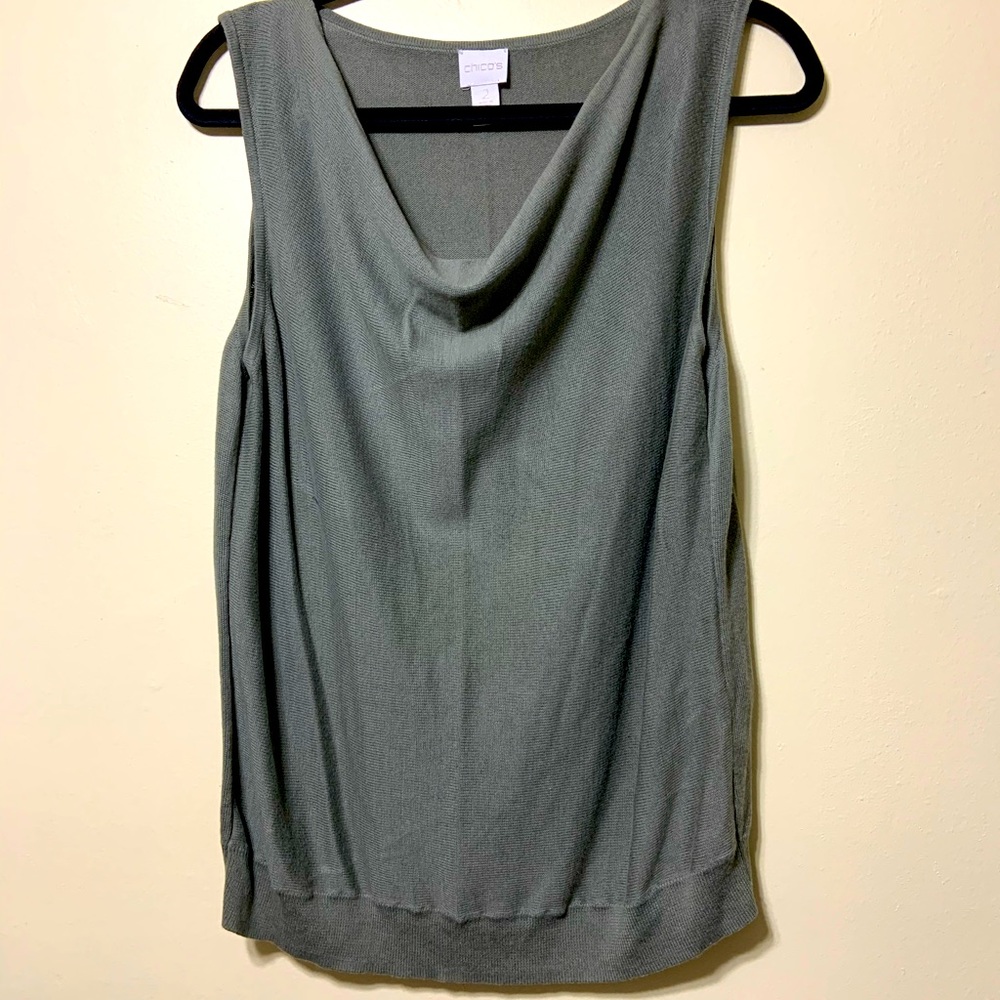 Chico's Green Draped Sleeveless Tank Top